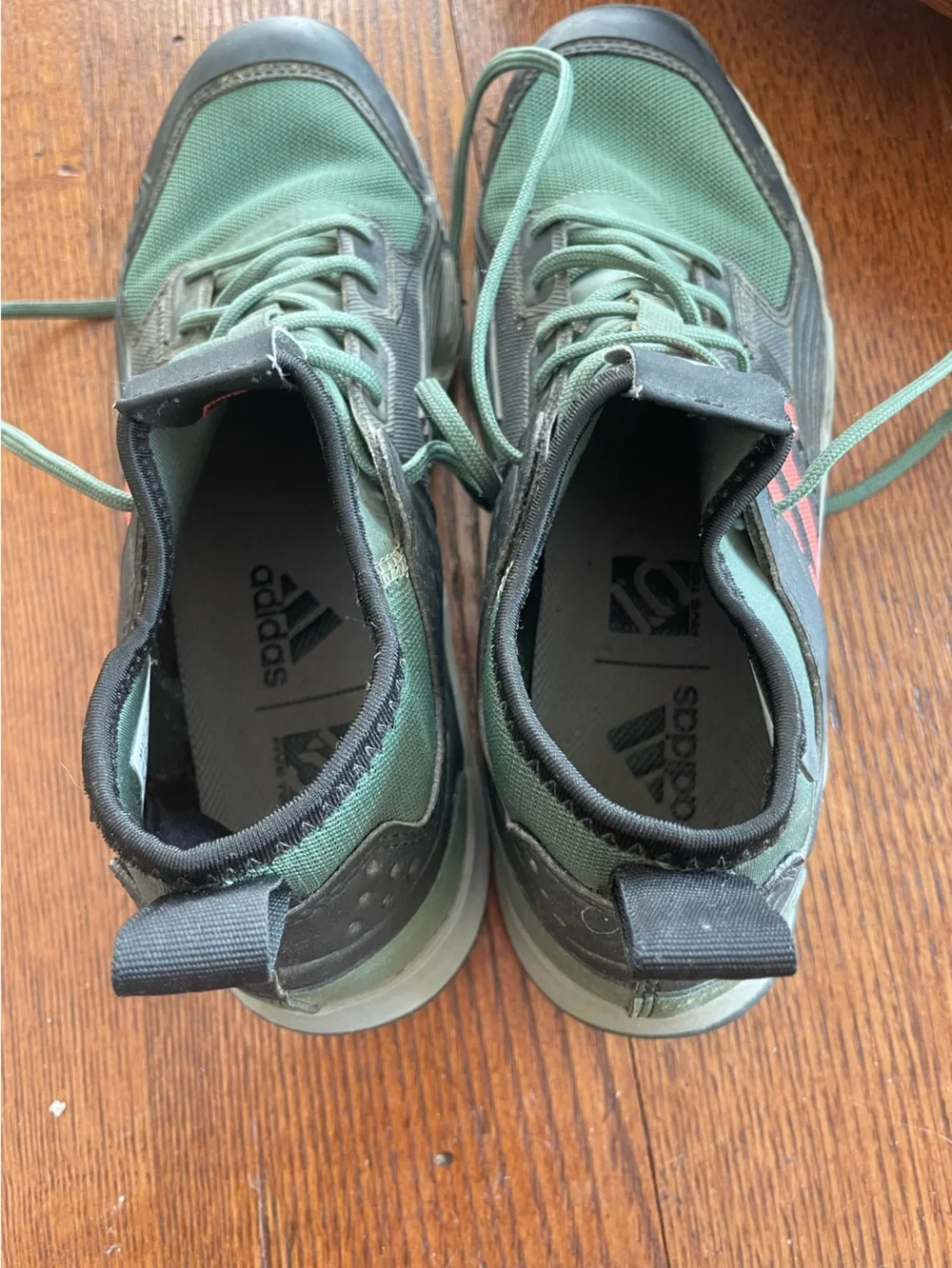 Five Tens adidas Women’s Green Sneakers with Orange Accents-Size 7.5
